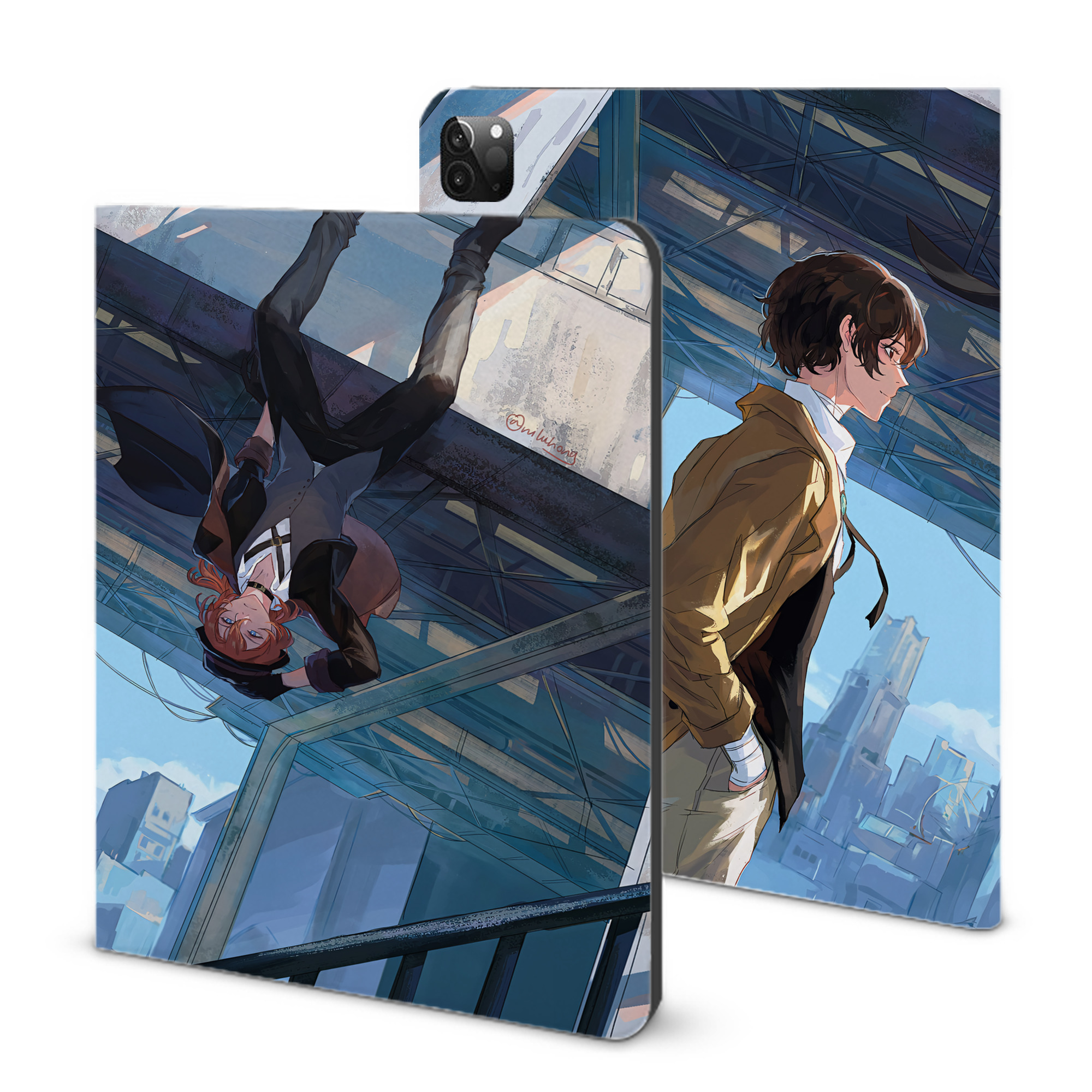 （画像用） 文豪ストレイドッグス Bungo Stray Dogs IPadケース ペンホルダー付き ブックスタイルデザイン